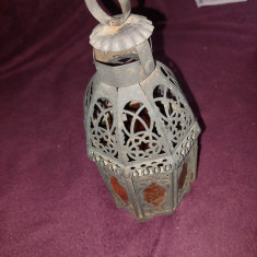 Suport lumânări în stil antic,Lampă de vânt tip felinar,felinar metalic/sticla