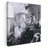 Tablou Salvador Dali pictor alb, negru 2058 Tablou canvas pe panza CU RAMA 60x60 cm