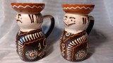 PERECHE DE SFESNICE DIN CERAMICA - VINTAGE - DECOR TRADITIONAL MAGHIAR &quot;MISKA&quot;