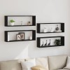 Raft montat pe perete Set de 4 Stejar negru Lemn prelucrat