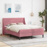 vidaXL Cadru de pat cu saltea cu headboard Roz 140 x 190 cm Catifea 3414798