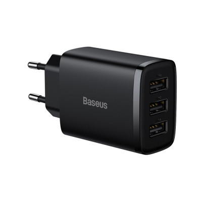 &amp;Icirc;ncărcător de rețea compact 3x USB 17W negru CCXJ020101 Baseus foto