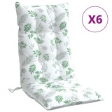 Cumpara ieftin Perne de scaun spatar inalt, 6 buc, model frunze, textil Oxford