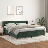 Cumpara ieftin Gossi pat box spring cu saltea, verde inchis, 160x200 cm, catifea