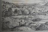 Giovanni Francesco Grimaldi &quot;Peisaj&quot; gravura veche 1630-1680, Peisaje, Cerneala, Altul