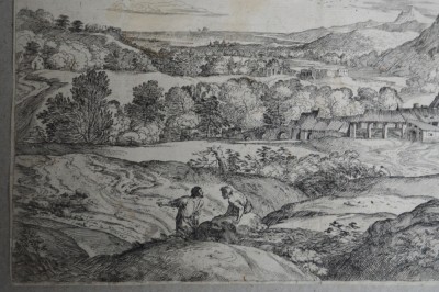 Giovanni Francesco Grimaldi &amp;quot;Peisaj&amp;quot; gravura veche 1630-1680 foto
