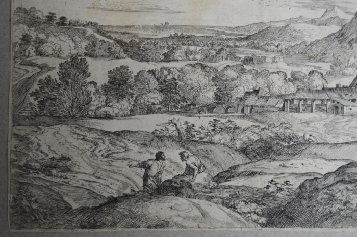 Giovanni Francesco Grimaldi &quot;Peisaj&quot; gravura veche 1630-1680