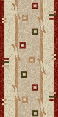 Traversa Covor Lotos 579 Crem / Grena Latime 100 cm Diverse Lungimi 1800 gr/mp foto
