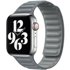 Curea iUni compatibila cu Apple Watch Ultra/SE/8/7/6/5/4/3/2/1, 42mm, Leather Link, Grey