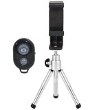 Mini trepied pentru telefon cu cap de bila rotativ, suport smartphone reglabil 5, 8 cm, montura 1 4 inch, aluminiu si ABS, inaltime 12, 18 cm, telecom