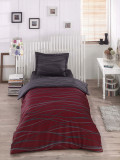 Lenjerie de pat pentru o persoana, Verda - Claret Red, Eponj Home, 65% bumbac/35% poliester
