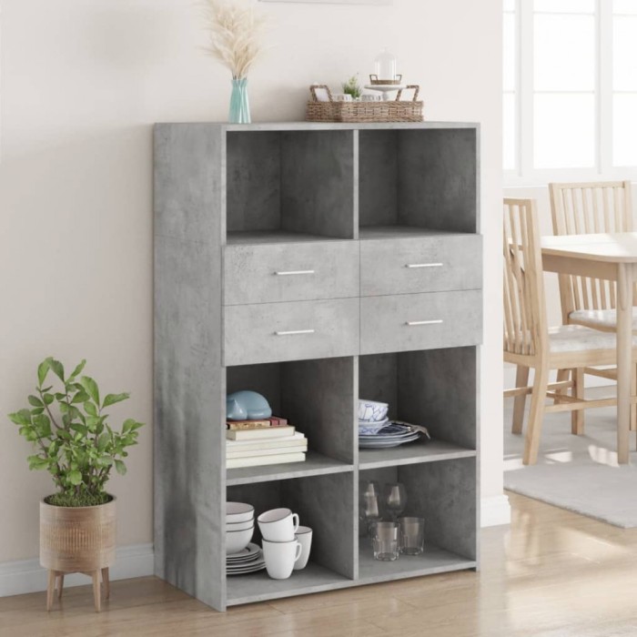 vidaXL Dulap &icirc;nalt, gri beton, 80x42,5x124 cm, lemn prelucrat