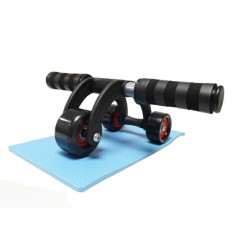 Aparat fitness multifunctional cu 3 roti si manere ergonomice pentru abdomen si spate foto