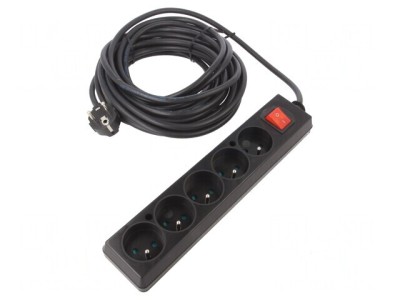 Prelungitor 5 Prize PVC Negru 10m 16A foto
