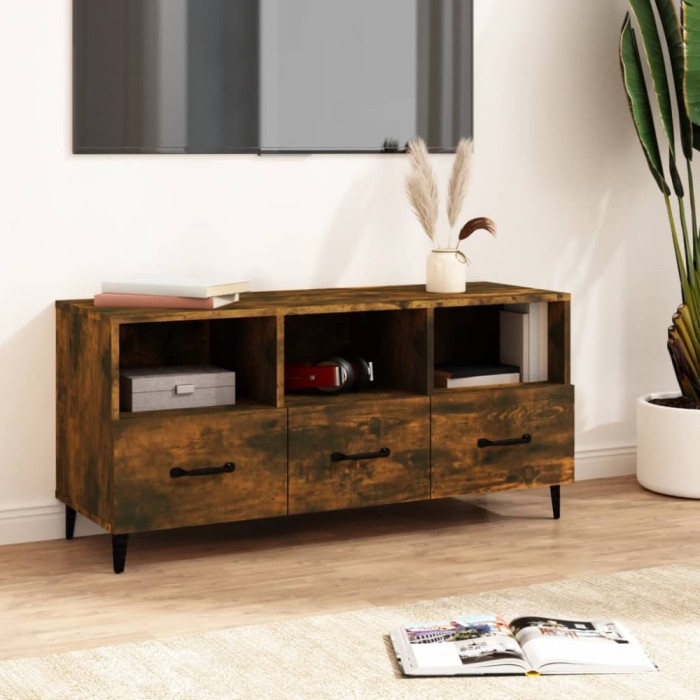 vidaXL Comodă TV, stejar fumuriu, 102x35x50 cm, lemn compozit 817498