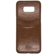 Husa Telefon Plastic Samsung Galaxy S8+ g955 Leather Card Case Brown BeHello foto