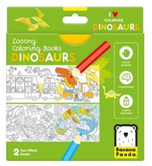 Carte de colorat si trasat linii pentru copii Ed.Banana Panda I Love Coloring, imagini cu Dinozauri, 12 ilustratii de trasare si colorare, 2 imagini p