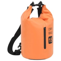 Rucsac impermeabil cu fermoar, portocaliu, 15 L, PVC