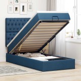 vidaXL Cadru de pat otoman cu saltea țesătură albastră 80x200cm 3314050