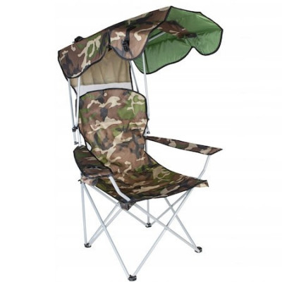 Scaun pliabil,acoperit,pentru camping,pescuit,din metal,sarcina maxima 120 kg - Camuflaj foto