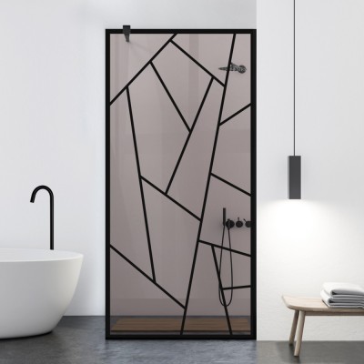 Paravan dus walk-in Aqua Roy Black, model Atlas negru, sticla 8 mm bronz, securizata, anticalcar, 120x195 cm foto