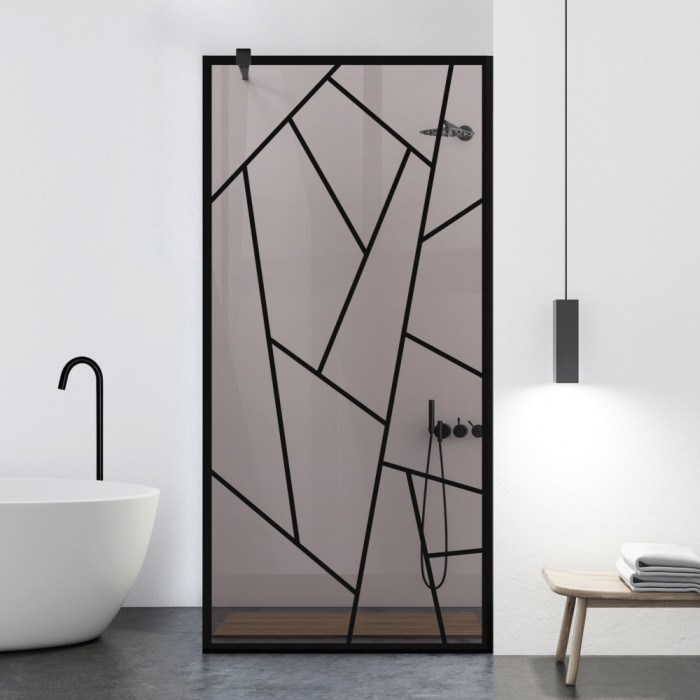 Paravan dus walk-in Aqua Roy Black, model Atlas negru, sticla 8 mm bronz, securizata, anticalcar, 120x195 cm