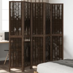 vidaXL Paravan cameră&nbsp;5 panouri, maro &icirc;nchis, lemn masiv paulownia 358663