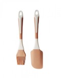 Set Spatula si Pensula din plastic cu silicon, Bej, 24 cm, 371COF-1