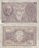 1944 (23 XI), 5 lire (P-31c) - Italia!