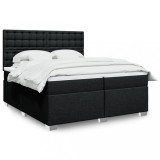 VidaXL Pat box spring cu saltea, negru, 200x200 cm, textil