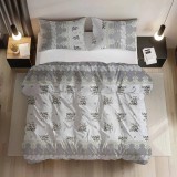 Set Lenjerie de Pat 2 Piese Husa Pilota 120x200 + 1 Fata de perna Cu Model Clasic Floral, Din Bumbac Standard, Cu Inchidere cu Fermoar , Eleganta Time