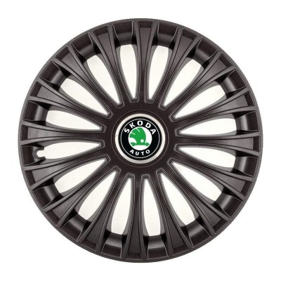 Set 4 Capace Roti, potrivite jantelor de R14, pentru Skoda, model dino Negru foto