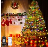 Cumpara ieftin Instalatie Luminoasa Cascada pentru Brad, Pom de Craciun, 400 LED Multicolor, Telecomanda, 8 Moduri, IP44