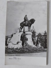 Carte postala, vedere Cluj, Statuia lui Matei Corvin, tip fotografie, circulata, RPR