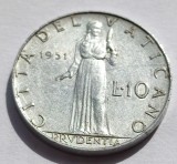 962. Moneda Vatican 10 lire 1951 (AN) (Al 260-lea Papa Pius al XII-lea), Europa
