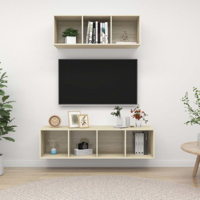 Gossi set de dulapuri tv, 2 piese, stejar sonoma, lemn prelucrat foto
