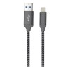 Cablu de incarcare USB Type C, 1 m, nylon, gri, negru