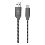 Cumpara ieftin Cablu de incarcare USB Type C, 1 m, nylon, gri, negru