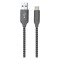 Cablu de incarcare USB Type C, 1 m, nylon, gri, negru