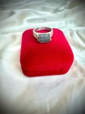 inel vintage interschimbabil din argint cu diamante alb-negru