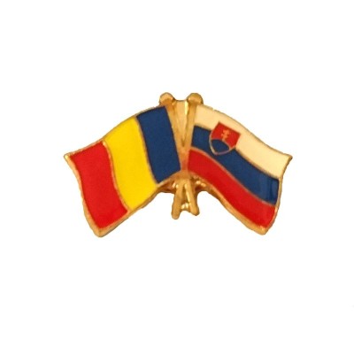 Insigna Drapel Romaniei Drapel Slovacia PIN515 foto