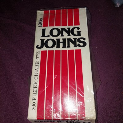Reclama veche,Cartus vechi TIGARI&amp;quot;LONG JOHNS&amp;quot; FILTER CIGARETTES 120s-MADE U.S.A foto