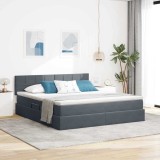 Cumpara ieftin Pat cu LED si saltea Gri inchis 160 x 200 cm Catifea