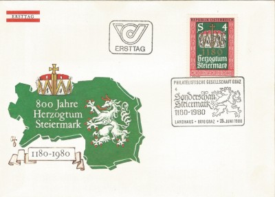 Austria, 800 de ani ducatul Steiermark, FDC foto