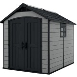 Casuta de gradina Premier 759 Keter, 228x287x252 cm, plastic, usa dubla, fereastra lateral-dreapta, gri