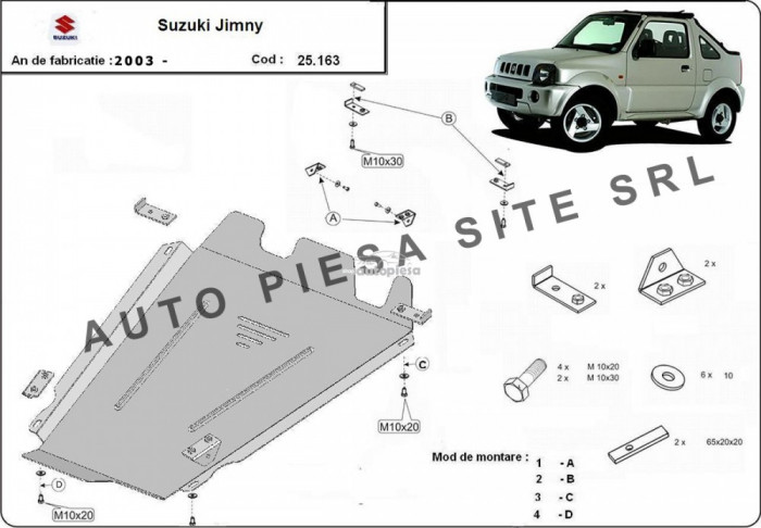 Scut metalic cutie viteze + diferential Suzuki Jimny fabricat incepand cu 2003 APS-25,163