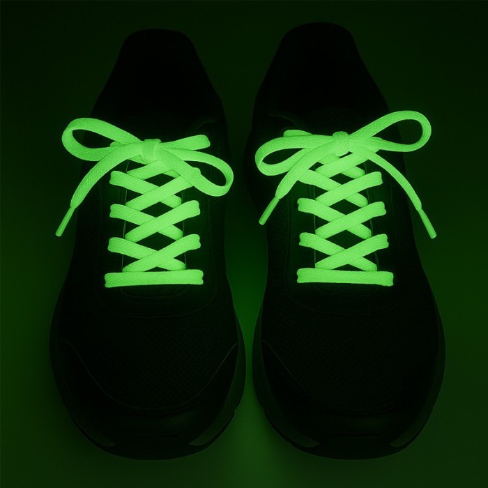 Sireturi fosforescente care lumineaza verde, textil, 1.25 m