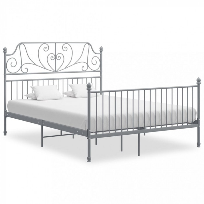 Cadru de pat, gri, 140x200 cm, metal GartenMobel Dekor