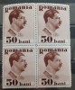 ROMANIA 1934 LP 108 Carol II FARA POSTA bloc de 4 timbre 50b +2 lei, mnh, Nestampilat