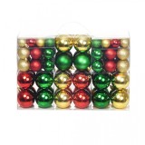 Set globuri de Crăciun 100 de piese, 6 cm, roșu/auriu/verde